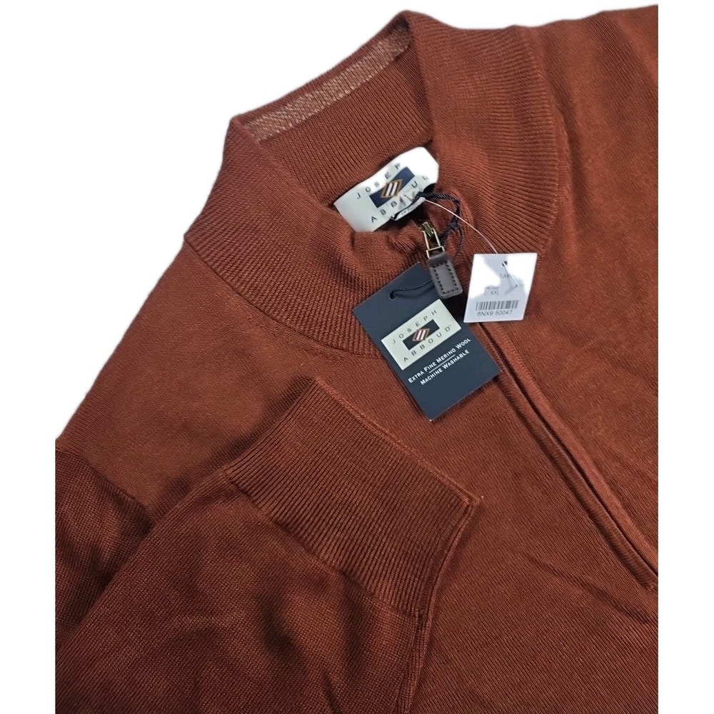 Joseph Abboud Extra Fine WOOL MENS XL Performance 1/4 Zip RUST/ORANGE Nwt